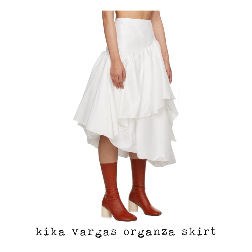 Kika Vargas Elegant White Midi Skirt